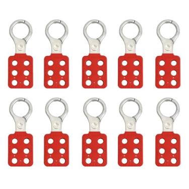 Imagem de BULANGDI Pacote com 10 ferrolho de bloqueio de etiqueta, ferrolho de cadeado de alumínio à prova de adulteração com mandíbula estendida, ferrolho de bloqueio de aço inoxidável vermelho de 2,5 cm de