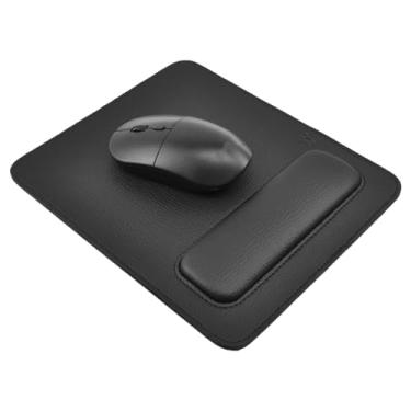 Imagem de Mouse Pad Ergonômico Retangular Vayly Sintético em PU Floter com Apoio de Pulso Almofadado, Forro em Veludo, Papelão Rígido Interno, Acabamento Pespontado - 20x24cm (Preto)