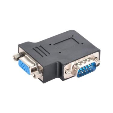 Imagem de chenyang Conectores VGA, VGA SVGA D-Sub HDB15Pin macho para fêmea 90 graus ângulo esquerdo alterador de gênero adaptador de matriz gráfica de vídeo para monitor/projetor/gráficos