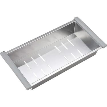 Imagem de Cesta Colader Straier Retangular Over The Sik - Frutas E Legumes Dry & Drai Basket Straier, Lave Legumes E Frutas Para Kitche, Aço Inox, Silver, 12.6 * 7.9in/32 * 20cm