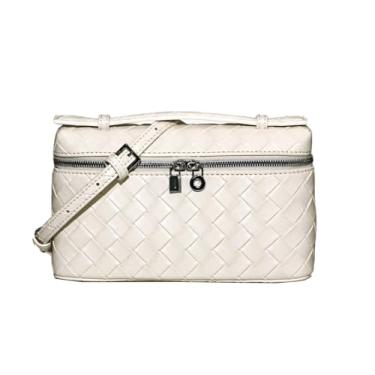 Imagem de AGDHERSNVX Bolsa tiracolo de tecido para mulheres, bolsa pequena com alça superior, bolsa quadrada de ombro com alça ajustável, Branco