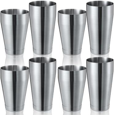 Imagem de Dandat Coqueteleira, conjunto profissional de coqueteleira Boston, aço inoxidável, martini, coqueteleira, barman, 510 g e 800 ml, utensílios de lata para coquetéis de barman (prata lixada, 8 peças)