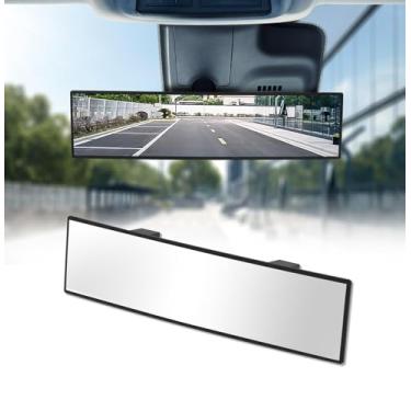 Imagem de HmmtyRack Espelho retrovisor, cromado antirreflexo, panorâmico, retrovisor, universal de 30,5 cm, espelho retrovisor convexo de 30,5 cm, pacote com 2 espelhos de carro grande angular com clipe interno