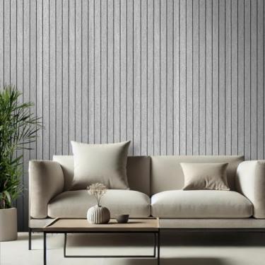 Imagem de Papel de Parede Adesivo Ripas de Madeira Autocolante Ripado Cinza 5 Metros x 45cm