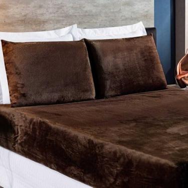 Imagem de Lençol De Plush Elásticado Soft King Casal Queen Padrão Mantinha Com Fronha 3 Pçs Antialérgico(Tabaco,King 3 Pçs)