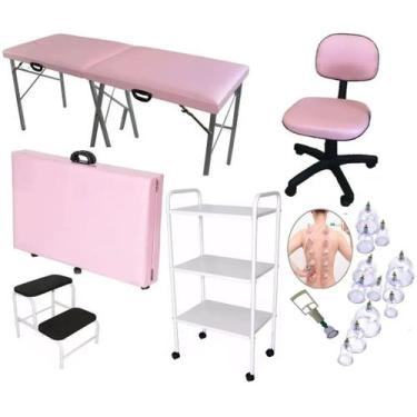 Imagem de Kit Maca Maleta Portátil Rosa Escada Mocho Carrinho e Kit Ventosa - Fi