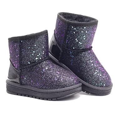 Imagem de Sugmzox Botas de neve infantis para meninas, com glitter, durável, antiderrapante, para uso ao ar livre (bebês/crianças pequenas), Lantejoulas, 21