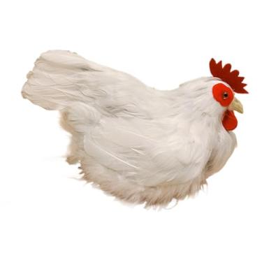 Imagem de IEUDNS Modelo de galinha, ornamento, adereços de ensino, estátua de penas artificiais, modelo de simulação de galinha, figura para loja de casa, festa de