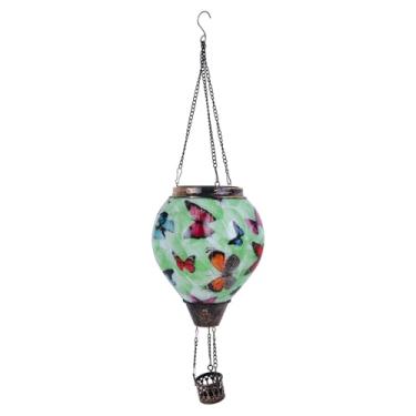 Imagem de IEUDNS Balão de ar quente, lanterna solar, lâmpada movida a energia solar, presente de inauguração com suporte para velas, luz de jardim suspensa para, Style F