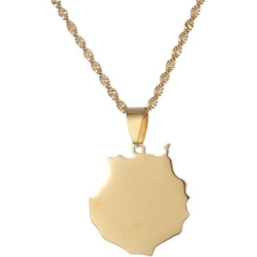 Imagem de Colar Pingente De Mapa - Gran Canaria Colar De Pingentes De Bandeira De Mapa, Pingente De Charme Mapas Colares De Corrente Fina, Joia Étnica De Mapa De Hip Hop, Para Hom, Gold, 50cm/19.6inch