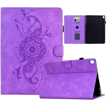 Imagem de Luksinlong Capa para Samsung Galaxy Tab S6 Lite 10,4 polegadas 2024 2022 2020 (SM-P610/P615), capa protetora Mandala Flip Book com capa flip de couro PU para tablet Samsung S6 Lite - roxa