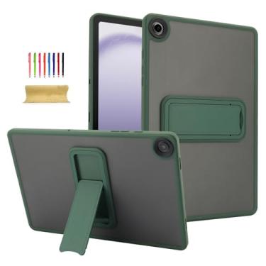 Imagem de Dteck Capa transparente para tablet Samsung Galaxy Tab A9 Plus (SM-X210/X215/X216) 11 polegadas 2023 com suporte dobrável, bordas de TPU com absorção de choque, traseira de plástico rígido, capa