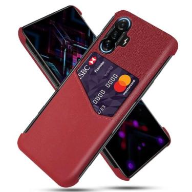 Imagem de Capa para Xiaomi Redmi K40 Gaming,Tela e tampa de couro PU,Antideslizante,360°cobertura completa à prova de choque com 1 slot de cartão atrás,Prevenção de queda-Red