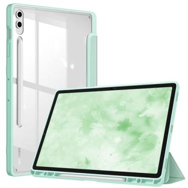 Imagem de FINTIE Capa Hybrid Slim Para Samsung Galaxy Tab S10 Plus 2024 / S9 Fe 5G 12,4" 2023 Com Suporte S Pen, À Prova De Choque, Traseira Transparente, Ativação/Repouso Automático, Verde