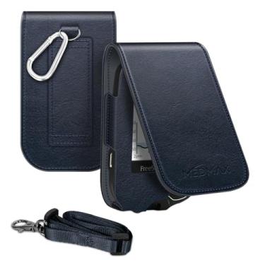 Imagem de MEDMAX Capa Protetora De Poliuretano Com Cordão Removível Para Freestyle Libre 3 2 / Reader, Alça Pescoço Leve À Prova Choque Diabéticos, Mosquetão (Azul-Marinho)