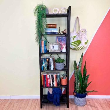 Imagem de Estante 6 Prateleiras de Madeira Pinus Linea Slim Tabaco - ArtFactory 