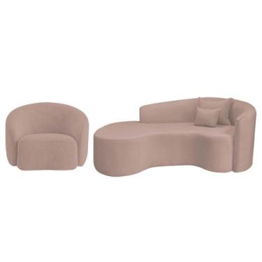 Imagem de Kit Recamier Curvo Sala de Estar Inglaterra 180cm Lado Esquerdo e Polt