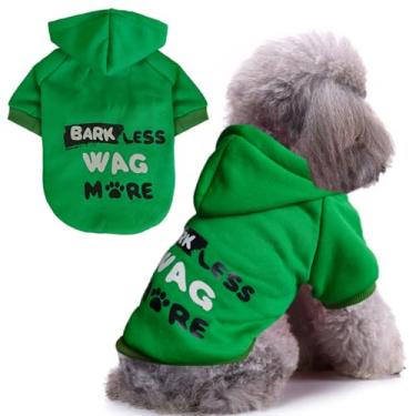 Imagem de Jecikelon Moletom com capuz para cães com estampa de inverno, roupas quentes para cães pequenos, chihuahua, roupas para filhotes de cachorro (verde, grande)