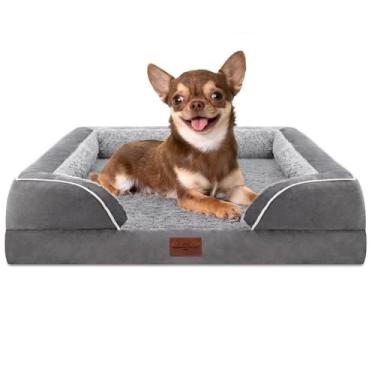 Imagem de Comfort Expression Cama para cães pequenos, impermeável, com espuma ortopédica, sofá-cama confortável para animais de estimação com capa removível lavável e fundo antiderrapante (PP, cinza)
