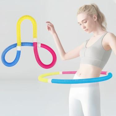 Imagem de MAAOBR Bambolê de Mola Macia para Adultos, Dobrável, Fitness, Design Adaptável à Cintura, Anel de Exercício com Peso, Equipamento Portátil de Exercício de Emagrecimento para Casa e Viagem(Light yellow