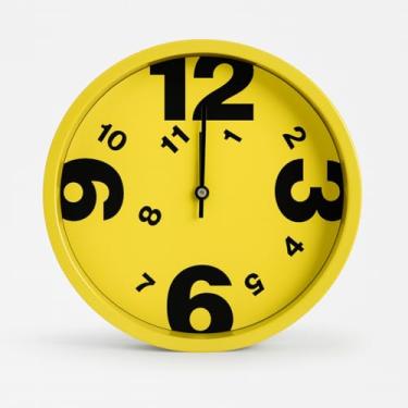 Imagem de Relógio de Parede Moderno 25cm Números Grandes Decorativo Silencioso Colorido (Amarelo)