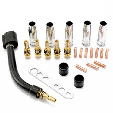 Imagem de Hyuduo Kit de Ajuste Tocha de Soldagem, Encaixe Tocha de Soldagem de Eletrodos, para Dispositivo MIG 15AK MIG, Estável e Confiável, Fácil de Instalar e Usar, Com Dicas M6 e Muito Mais (1,0 mm)