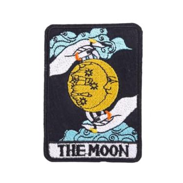 Imagem de Ruoming Ruoming 1 peça de adesivos decorativos para cartas de tarô, design místico bordado, sol e lua, apliques costurados DIY para roupas e acessórios (Tarot16)