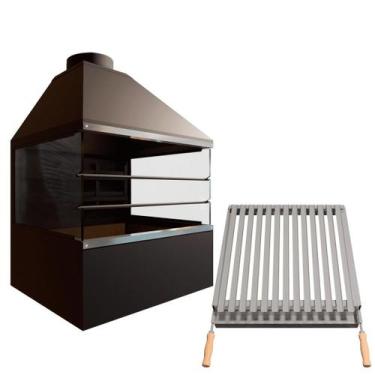 Imagem de Churrasqueira de Parede E72V -com vidros laterais e Grelha Argentina -