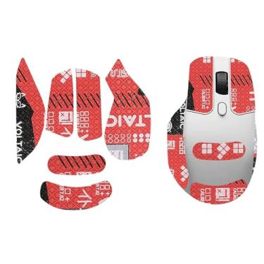 Imagem de NOUKAJU Fita de aderência de mouse cobertura total para Keychron M6, fita antiderrapante para mouse, kit de atualização de mouse profissional pré-cortado resistente ao suor autoadesivo (vermelho)