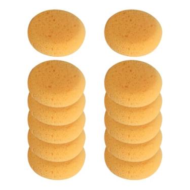 Imagem de 12 peças redondas artesanais pequenas esponjas amarelas aquarela pintura esponjas cerâmica argila esponja arte e artesanato lavagem limpeza esponja