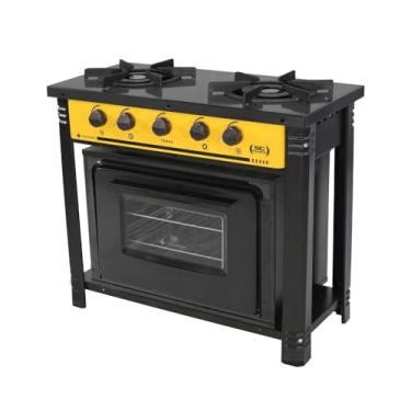 Imagem de Fogão Industrial Amarelo a Gás com Forno Preto 2 Bocas Duplas Bravo Br2bf - Venâncio