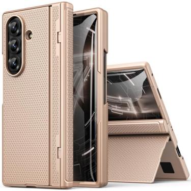 Imagem de Capa para Samsung Galaxy Z Fold 7 com protetor de tela de vidro frontal, perfil fino com suporte, capa completa rígida e robusta, capa protetora diária contra quedas para Samsung Z Fold 7 5g 2025