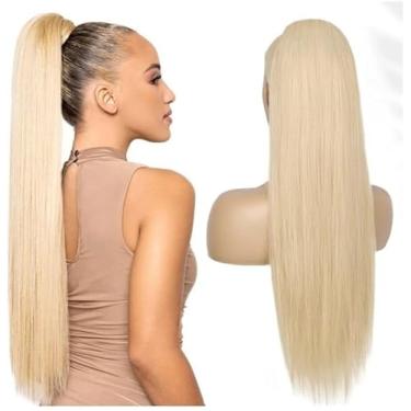 Imagem de Extensão De Rabo De Cavalo Loira Reta Com Cordão Extensões De Cabelo 100% Extensões De Cabelo Humano 10-26 Polegadas De Comprimento Para Mulheres, 10inches