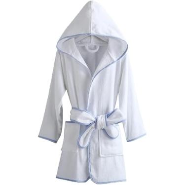 Imagem de Roupão De Banho Com Capuz De Lã Orgânico Para Crianças E Meninas Para Meninos E Meninas Com Cinto, White, 7-8 Years