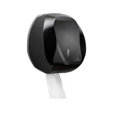 Imagem de Dispenser Papel Higiênico Rolão 500m Plástico ABS Resistente Visor Frontal Transparente Trava Chave Segurança Uso Industrial Público Empresas Escolas Banheiros Hospitais Academias Comércio (1, Preto)