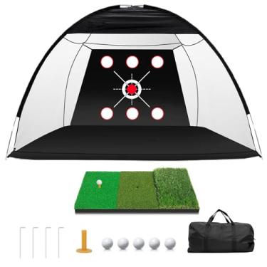 Imagem de Hbqaz Rede De Golfe, Prática Alvo 10X7 Pés E 6 Pés, Auxílio Para Rebatidas, Treino Condução No Quintal, Swing Com Tapete Áreas Internas Externas, Presentes Homens, Acessórios Golfe