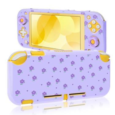 Imagem de DLseego Flash Switch Lite Capa protetora rígida de policarbonato à prova de choque resistente a arranhões Joy Con Flower Skin com 2 peças adoráveis tampas florais para polegar para Switch 2019