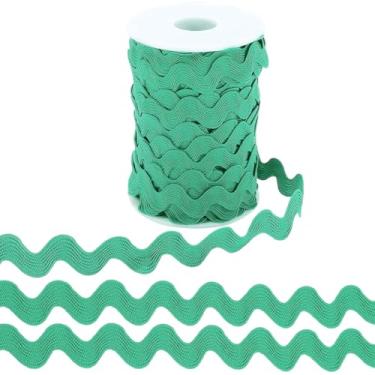 Imagem de GORGECRAFT 12,5 jardas Rick Rack Trim 1/2 polegada Rac Fita ondulada verde Zig Zag Ondulada Franja Guarnição Poliéster Rickrack em forma de S tecido trançado de renda com carretel para costura DIY