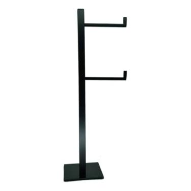 Imagem de Suporte Porta Papel Higiênico Papeleira De Chão Piso Quadrada Dupla Preto