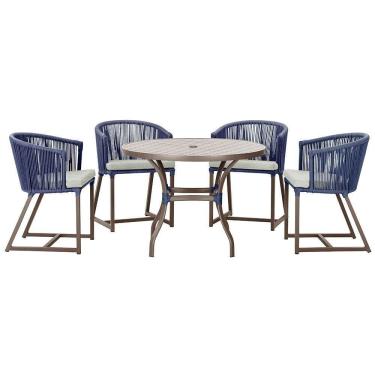 Imagem de Mesa Com 4 Cadeiras E Noronha Estofado 3 Trama autêntico Azul