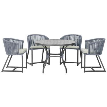 Imagem de Mesa Com 4 Cadeiras E Noronha Estofado 3 Trama autêntico Prata