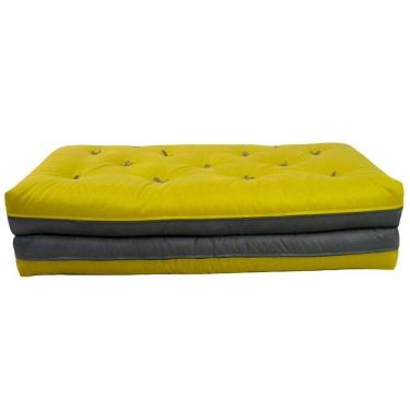 Imagem de Futon Japonês Casal Dobrável Sofa Cama Amarelo/cinza