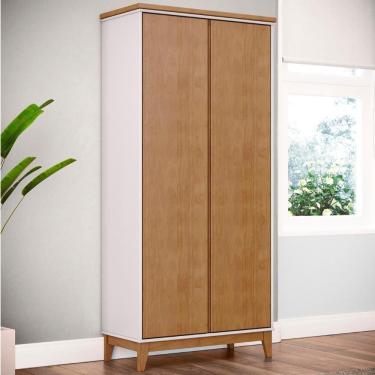 Imagem de Armário Multiuso 83cm 2 Portas Pé Madeira Solvi Off White/freijó F07 - Mpozenato