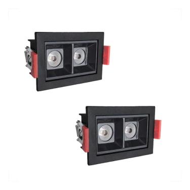 Imagem de 2 Mini Spot Downlight Duplo Led Embutir Varanda 3000K Bet56