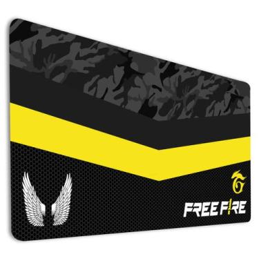 Imagem de Mousepad Gamer Estampa Preta E Amarela Game Batalha Booya Fire Tapete 