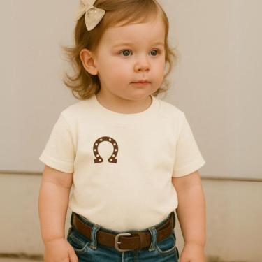 Imagem de Camiseta Infantil Blusa Feminina Country Estampa Ferradura Modinha Men