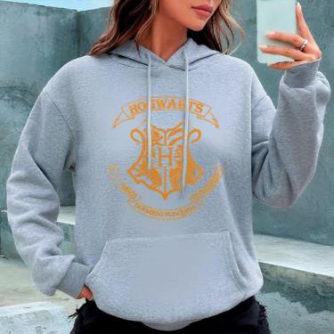 Imagem de Blusa de Frio Hogwarts Harry Potter Moletom Canguru Com Capuz Feminino