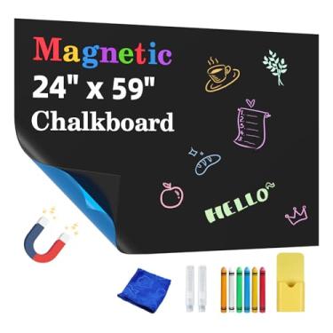 Imagem de Papel de parede magnético para quadro-negro de 61 x 149 cm, adesivo de parede preto magnético para sala de jogos em casa, sala de aula, (preto)