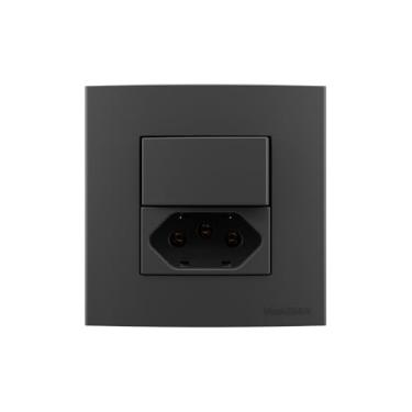 Imagem de Placa para Móveis 80x80 com Interruptor Simples 10A e Tomada 2P+T 20A MarGirius Sleek Colors Grafite