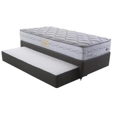 Imagem de Cama Box Solteiro Herval Luiggi, 60x88x188 cm, Molas Maxspring com Colchão Auxiliar